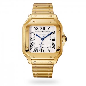 Cartier Santos de Cartier Herren Automatik Silber 18 Karat Gold Uhr WGSA0030