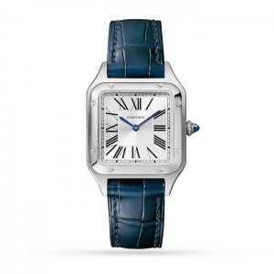 Cartier Santos-Dumont Damen Quarz Silber Alligator Uhr WSSA0023