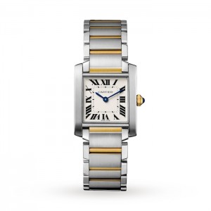 Cartier Tank Française Damen Quarz Silber Bicolor Uhr W2TA0003
