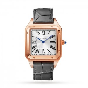 Cartier Santos-Dumont Herren Automatik Silber 18 Karat Roségold Uhr WGSA0032