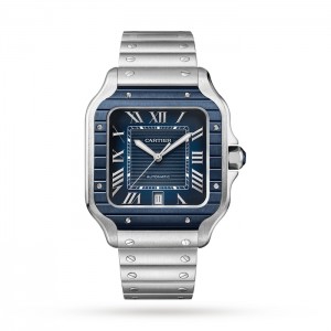 Cartier Santos de Cartier Herren Automatik Blau Edelstahl Uhr WSSA0048