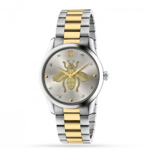 GG G-Timeless Unisex-Armbanduhr YA1264131 aus Silber, Edelstahl und PVD-Gelbgold
