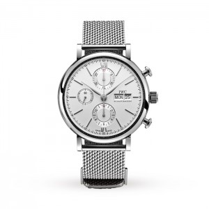 IWC Portofino Herren Automatik Weiß Milanaise Mesh Armband Uhr IW391028