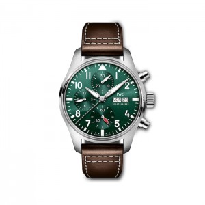 IWC Pilot Men Automatic Green Leather Watch IW388103